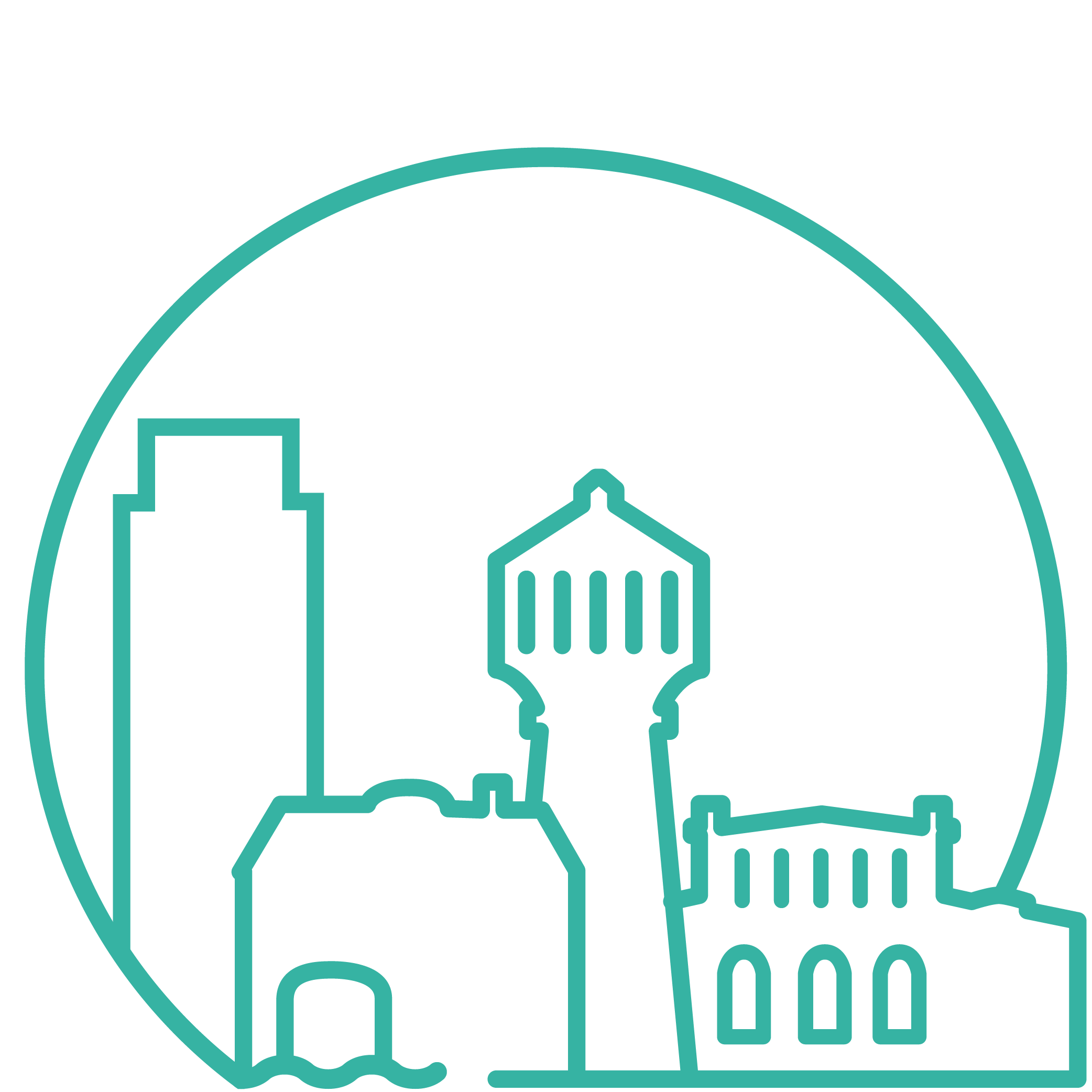 Auf dem Piktogramm sieht man die Sehenswürdigkeiten von Elmshorn.