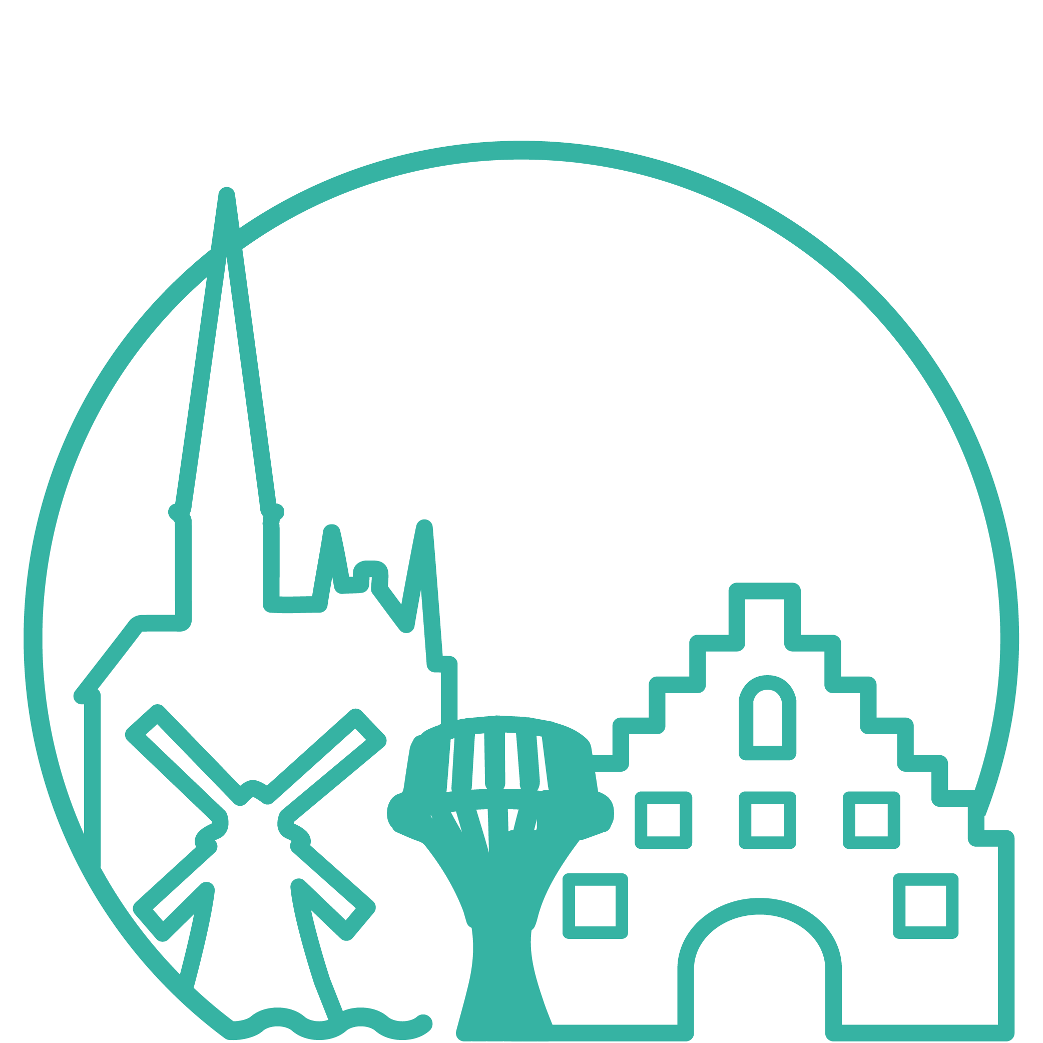 Auf dem Piktogramm sieht man die Sehenswürdigkeiten von Flensburg.