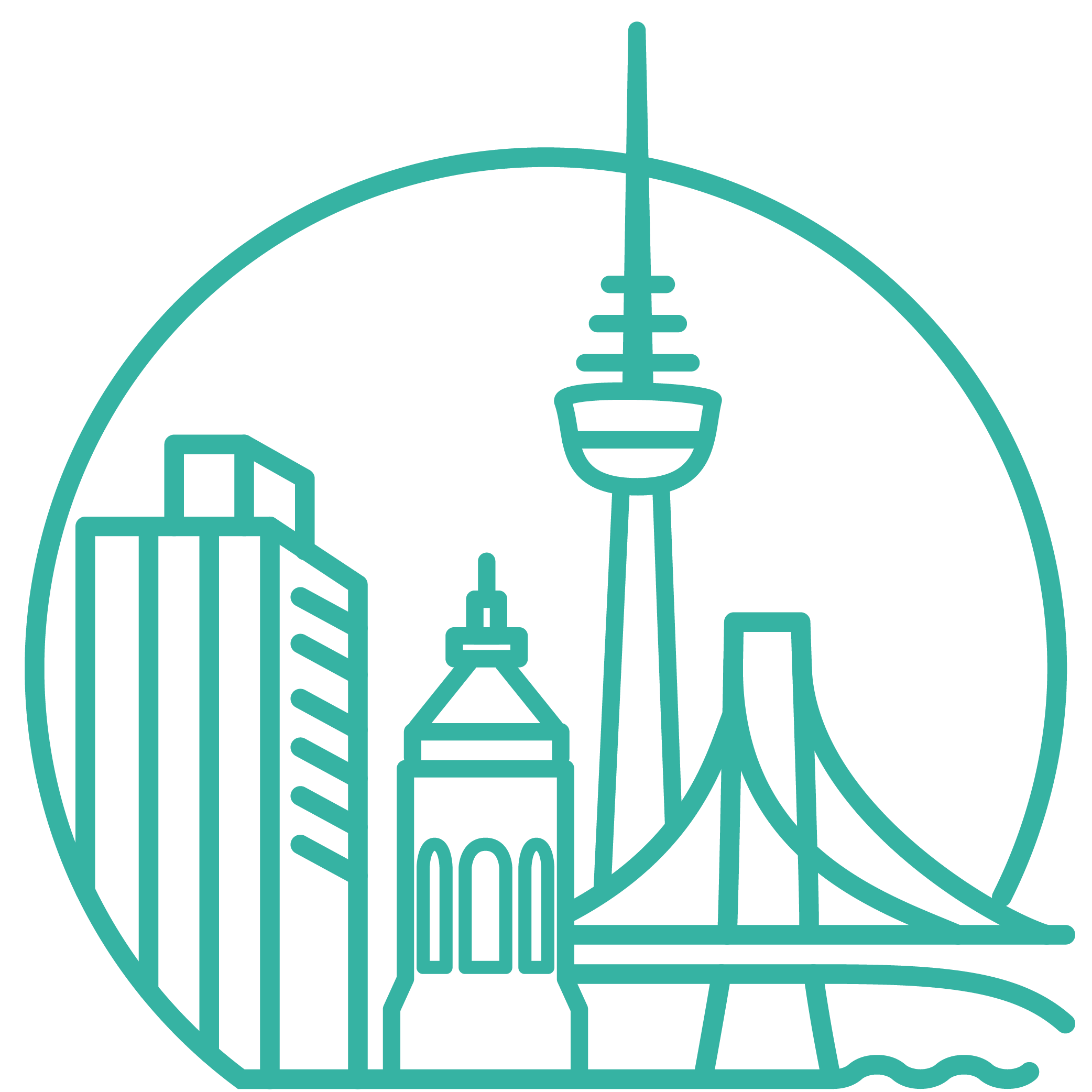 wegweiser_standort_mannheim_01 Auf dem Piktogramm sieht man die Sehenswürdigkeiten von Mannheim.