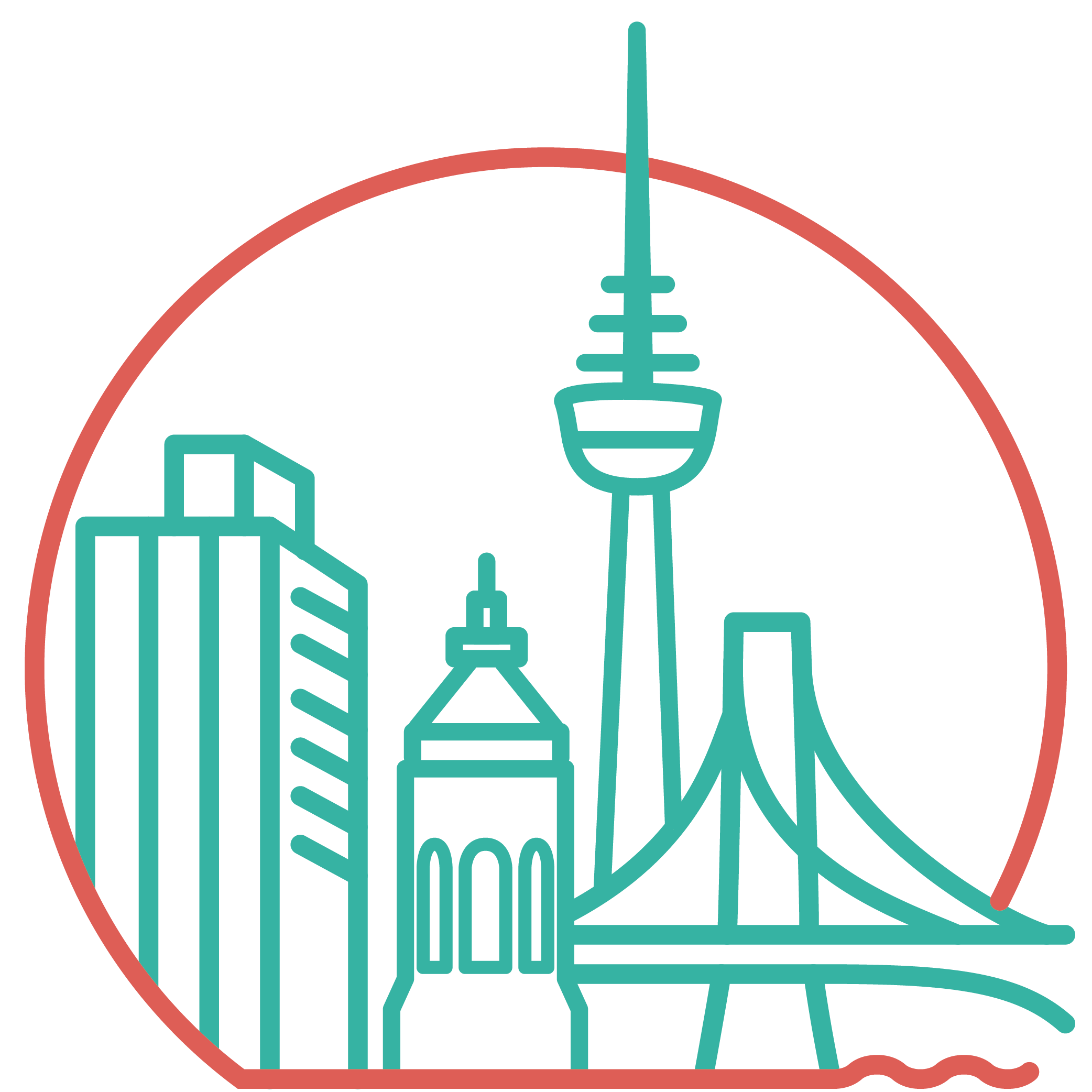 Auf dem Piktogramm sieht man die Sehenswürdigkeiten von Mannheim.