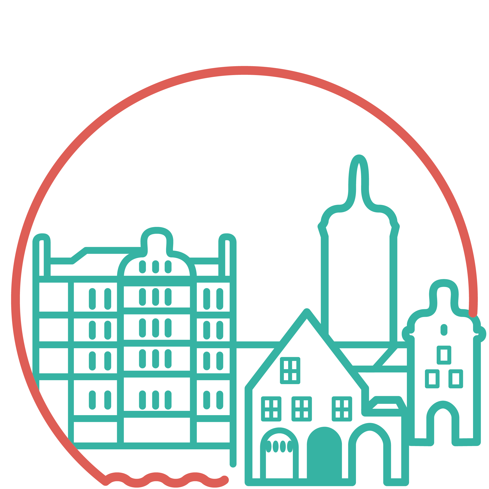 Auf dem Piktogramm sieht man die Sehenswürdigkeiten von Pirna.