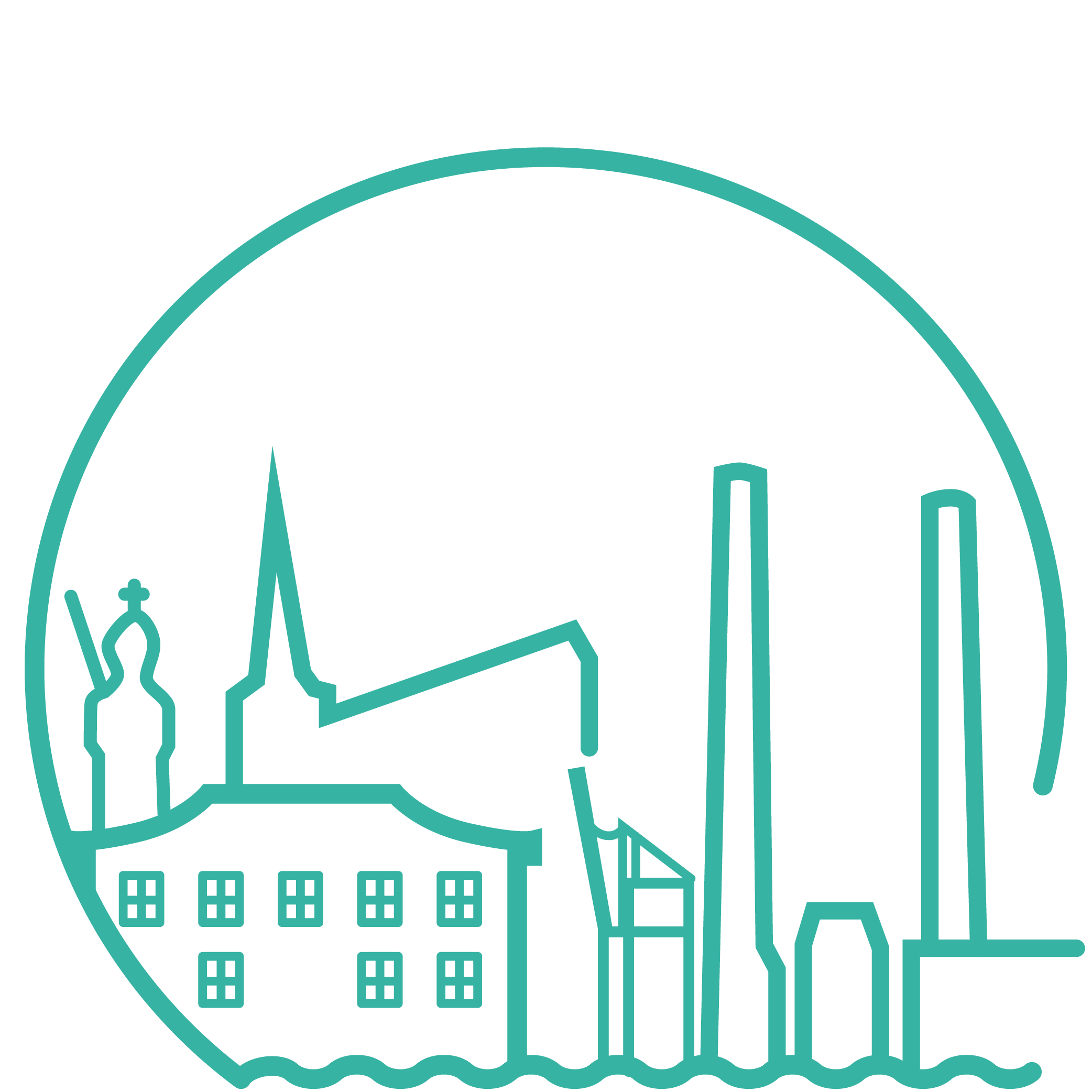 Auf dem Piktogramm sieht man die Sehenswürdigkeiten von Wedel.