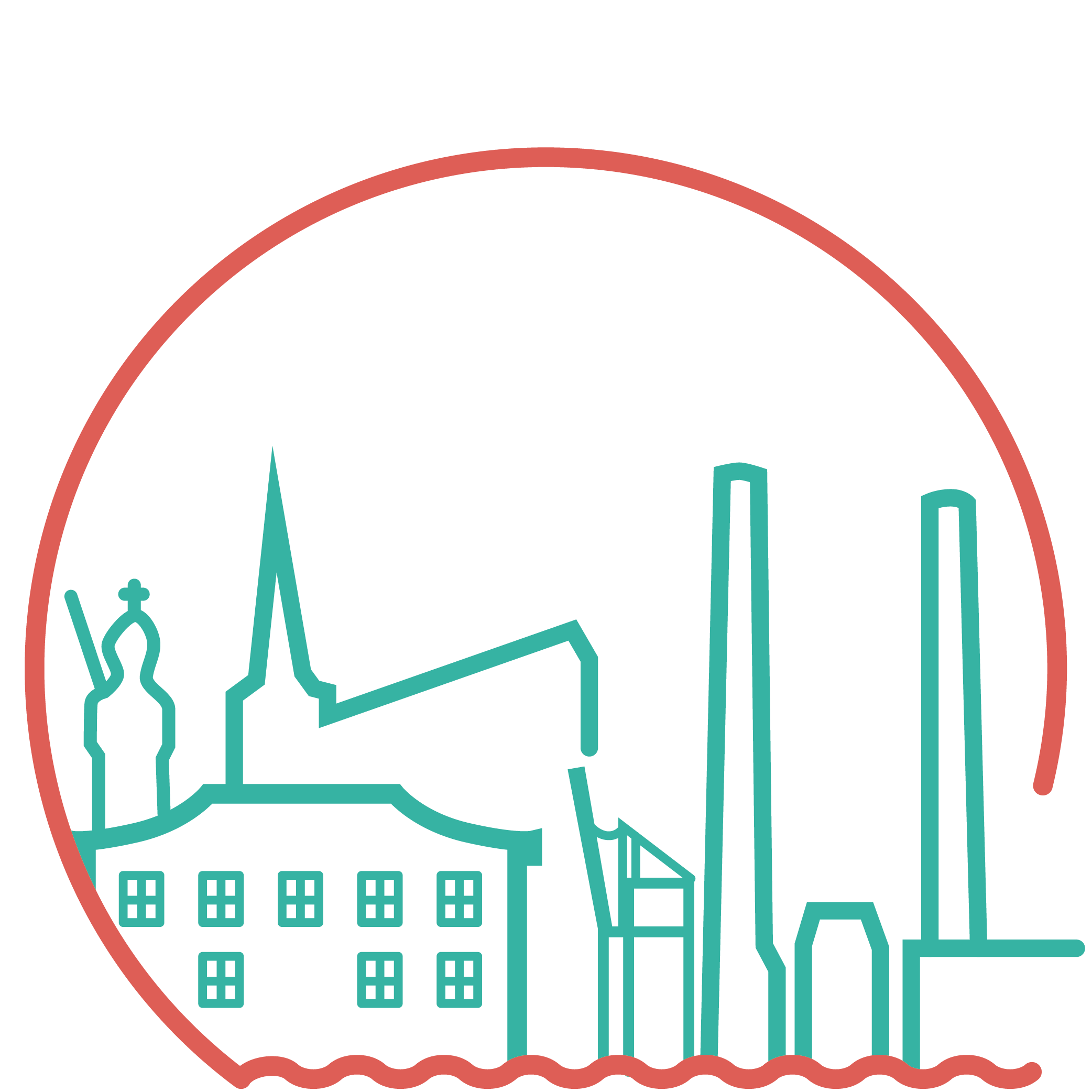 Auf dem Piktogramm sieht man die Sehenswürdigkeiten von Wedel.